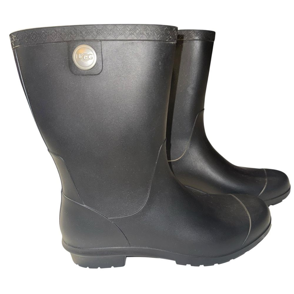UGG Womens Black Waterproof Rain Boots Spain Made Lug Sole Size 9 - Picture 2 of 9